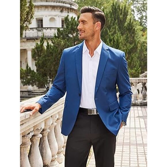 COOFANDY Mens One Button Sport Coat Regular Fit Casual Blazer Jacket Formal Dres - Picture 6 of 6